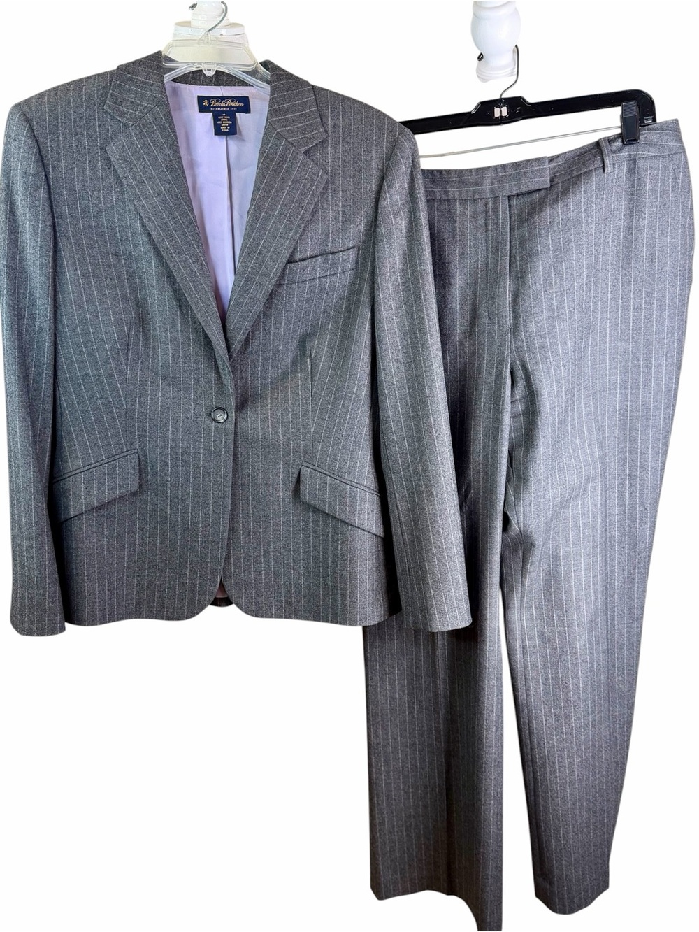 Brooks Brothers Charcoal Gray Pinstripe Suit Jacket and Pants Size 12